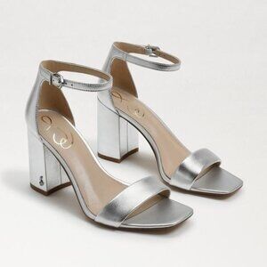 Sam Edelman Daniella Block Heel Sandal in Silver 8.5
